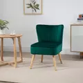 HOMCOM Modern Accent Chair, Fabric Living Room Chair with Rubber Wood Legs and Thick Padding, Green - 1