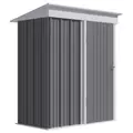 Outsunny Metal Garden Shed, Outdoor Lean-to Shed for Tool Motor Bike, with Adjustable Shelf, Lock, Gloves, 5'x3'x6', Grey - 1
