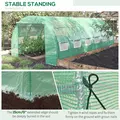 Outsunny Polytunnel Greenhouse Walk-in Grow House Tent with Roll-up Sidewalls, Zipped Door and 12 Windows, 6x3x2m Green - 6