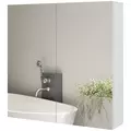 kleankin Bathroom Mirror Cabinet, Wall Mounted Bathroom Storage Cupboard with Adjustable Shelf, 60W x 15D x 60Hcm, High Gloss White - 1