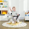 HOMCOM Baby Rocking Horse, Husky-Designed Plush Rocking Animal, with Sounds, Seatbelt, for Ages 18-36 Months - Grey - 2