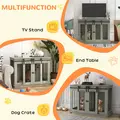 PawHut Dog Crate Furniture for Large Dogs, Double Dog Cage for Small Dogs, with Divider - Grey - 3