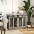 PawHut Dog Crate Furniture for Large Dogs, Double Dog Cage for Small Dogs, with Divider - Grey - 2