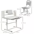 ZONEKIZ Height Adjustable Kids Study Table and Chair Set, with Drawer, Storage Shelf, 80 x 54.5 x 104 cm, Grey - 3