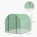 Outsunny Walk-In Garden Polytunnel Greenhouse with Steel Frame, PE Cover, Roll-Up Door and 4 Windows, 2.5 x 2m, Green - 3
