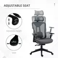 Vinsetto Mesh Office Chair, Ergonomic Desk Chair, Computer Chair with Adjustable Headrest and Lumbar Support, 135° Reclining Back and 3D Armrest for Home Office Study, Grey - 4
