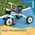 AIYAPLAY Kids Trike, Tricycle, with Adjustable Seat, Basket, Bell, for Ages 2-5 Years - White - 7