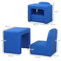 HOMCOM 2 In 1 Toddler Sofa Chair,  48 x 44 x 41 cm, for Game Relax Playroom, Blue - 3