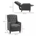 HOMCOM Wingback Recliner Chair for Home Theater, Button Tufted Microfibre Cloth Reclining Armchair with Leg Rest, Deep Grey - 3