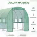 Outsunny Walk-in Polytunnel Greenhouse Green House with Roll-up Sidewalls, UV-resistant PE Cover, 3 x 2 x 2m, Green - 5