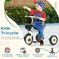 AIYAPLAY Kids Trike, Tricycle, with Adjustable Seat, Basket, Bell, for Ages 2-5 Years - White - 4