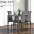 HOMCOM 5-Piece Kitchen Dining Table Set with 4 Faux Leather Metal Frame Chairs Glass Tabletop Desk for Dining Room, Kitchen, Dinette, Grey - 4