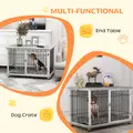 PawHut Indoor Dog Crate Furniture, Side End Table, with Soft Washable Cushion, Lockable Doors, for Large Dogs - 5
