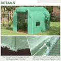 Outsunny Walk-In Garden Polytunnel Greenhouse with Steel Frame, PE Cover, Roll-Up Door and 4 Windows, 2.5 x 2m, Green - 5