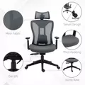 Vinsetto Mesh Office Chair, Ergonomic Desk Chair, Computer Chair with Adjustable Headrest and Lumbar Support, 135° Reclining Back and 3D Armrest for Home Office Study, Grey - 9