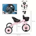 AIYAPLAY Kids Trike, Tricycle, with Adjustable Seat, Basket, Bell, for Ages 2-5 Years - Pink - 3