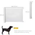 PawHut Retractable Stair Gate,  Dog Pet Barrier, for Doorway, Staircase, Hallway - White - 3