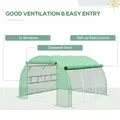 Outsunny Polytunnel Greenhouse Walk-in Grow House Tent with Roll-up Sidewalls, Zipped Door and 6 Windows, 3x3x2m Green - 5