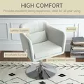 HOMCOM Modern Accent Chair with Swivel Base, Height Adjustable Arm Chair with Pillow for Living Room, Bedroom, Cream White - 6