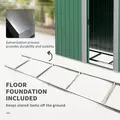Outsunny Garden Metal Tool Storage Shed with Sliding Door, Sloped Roof and Floor Foundation, 152 x 132 x 188cm, Green - 7