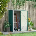 Outsunny 5.3 x 3.1ft Corrugated Steel Garden Shed - Green - 2