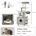 PawHut Enclosed Cat Litter Box with Cat House, Cat Bed, Scratching Posts, Platforms, for Indoor Cats - Grey - 3