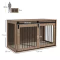 PawHut 46.46'' Dog Crate Furniture with Removable Cushion & Security Latch for Extra Large Dogs - Walnut Brown - 3