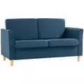 HOMCOM Compact Loveseat Sofa, Modern 2 Seater Sofa for Living Room with Wood Legs and Armrests, Blue - 1