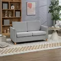 HOMCOM Compact Loveseat Sofa, Modern 2 Seater Sofa for Living Room with Wood Legs and Armrests, Light Grey - 2
