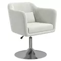 HOMCOM Modern Accent Chair with Swivel Base, Height Adjustable Arm Chair with Pillow for Living Room, Bedroom, Cream White - 1
