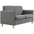 HOMCOM Compact Loveseat Sofa, Modern 2 Seater Sofa for Living Room with Wood Legs and Armrests, Grey - 1