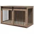 PawHut 46.46'' Dog Crate Furniture with Removable Cushion & Security Latch for Extra Large Dogs - Walnut Brown - 1