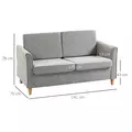 HOMCOM Compact Loveseat Sofa, Modern 2 Seater Sofa for Living Room with Wood Legs and Armrests, Light Grey - 3