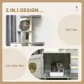 PawHut Enclosed Cat Litter Box with Cat House, Cat Bed, Scratching Posts, Platforms, for Indoor Cats - Grey - 4