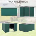 Outsunny Garden Metal Storage Shed Outdoor Metal Tool House with Double Sliding Doors and 2 Air Vents, 11.3x9.2ft, Green - 7