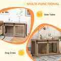 PawHut 46.46'' Dog Crate Furniture with Removable Cushion & Security Latch for Extra Large Dogs - Walnut Brown - 5