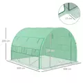 Outsunny Polytunnel Greenhouse Walk-in Grow House Tent with Roll-up Sidewalls, Zipped Door and 6 Windows, 3x3x2m Green - 3