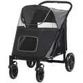 PawHut Foldable Pet Stroller, with Universal Wheels, Shock Absorber, for Medium and Large Dogs - Black - 1