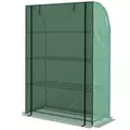 Outsunny 4 Tier Mini Greenhouse with Reinforced PE Cover, Portable Indoor Outdoor Green House with Roll-up Door and Wire Shelves, 170H x 120W x 50Dcm, Green - 1