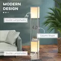 HOMCOM Modern Shelf Floor Lamp with Dual Ambient Light, Standing Lamp Living Room, Bedroom, 156cm, Grey - 4