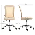 Vinsetto Computer Desk Chair, Mesh Office Chair with Adjustable Height and Swivel Wheels, Armless Study Chair, Beige - 3