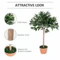 Outsunny 3ft Artificial Olive Tree Indoor Plant Greenery for Home Office Potted in An Orange Pot Set of 2 - 4