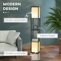 HOMCOM Modern Shelf Floor Lamp with Dual Ambient Light, Standing Lamp Living Room, Bedroom, 156cm, Black - 4
