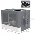 PawHut Enclosed Cat Litter Box with lid, Front Entry, Top Exit, Drawer, Tray, Scoop, Brush, 48.5 x 38 x 36.5cm - Grey - 3