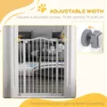 PawHut Pressure Fit Dog Stair Gate No Drilling Safety Gate Auto Close for Doorways, Hallways, 74-80cm Adjustable, 94cm Tall, White - 7