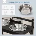 PawHut Dog Bowls with Stand, Adjustable Height Elevated Dog Bows for Small Medium Large Dogs - Black - 6