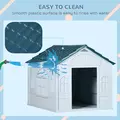 PawHut Plastic Weather-Resistant Dog House, for Indoors and Outdoors, Medium Dogs - White and Blue - 5
