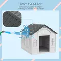 PawHut Plastic Weather-Resistant Dog House, for Indoors and Outdoors, Medium Dogs - Grey - 5
