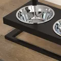 PawHut Dog Bowls with Stand, Adjustable Height Elevated Dog Bows for Small Medium Large Dogs - Black - 9