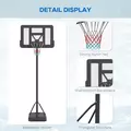 SPORTNOW Height Adjustable Basketball Stand Net Set System, Freestanding Basketball Hoop and Stand w/ Wheels, 200-305cm - Black - 8